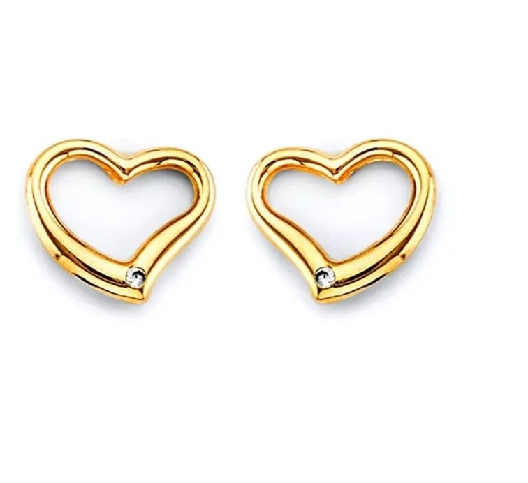 NEW 14K YELLOW GOLD HEART PUSH BACK EARRINGS: NEW 14K YELLOW GOLD HEART PUSH BACK EARRINGS HEART PUSH BACK EARRINGS NEW 14K YELLOW GOLD HEIGHT - 10 mm WIDTH - 10 mm Apx WEIGHT - 0.9 g