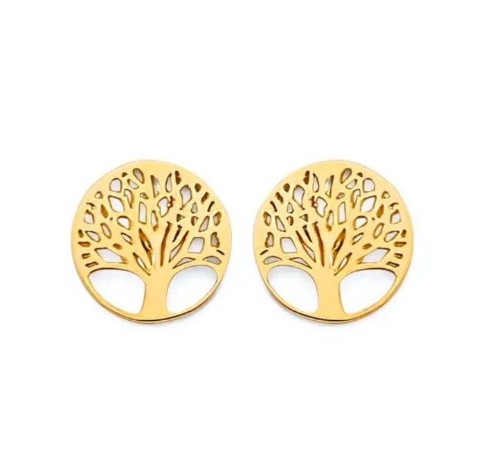 NEW 14K YELLOW GOLD TREE OF LIFE PUSH BACK EARRINGS: NEW 14K YELLOW GOLD TREE OF LIFE PUSH BACK EARRINGS TREE OF LIFE PUSH BACK EARRINGS NEW 14K YELLOW GOLD HEIGHT - 10 mm WIDTH - 10 mm Apx WEIGHT - 1.1 g
