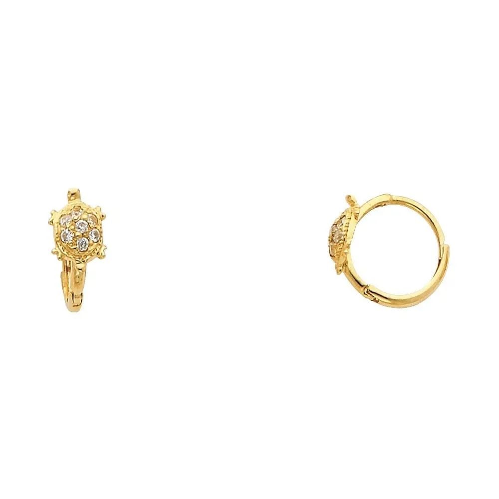 NEW 14K YELLOW GOLD TURTLE HUGGIES EARRINGS (1 of 2)