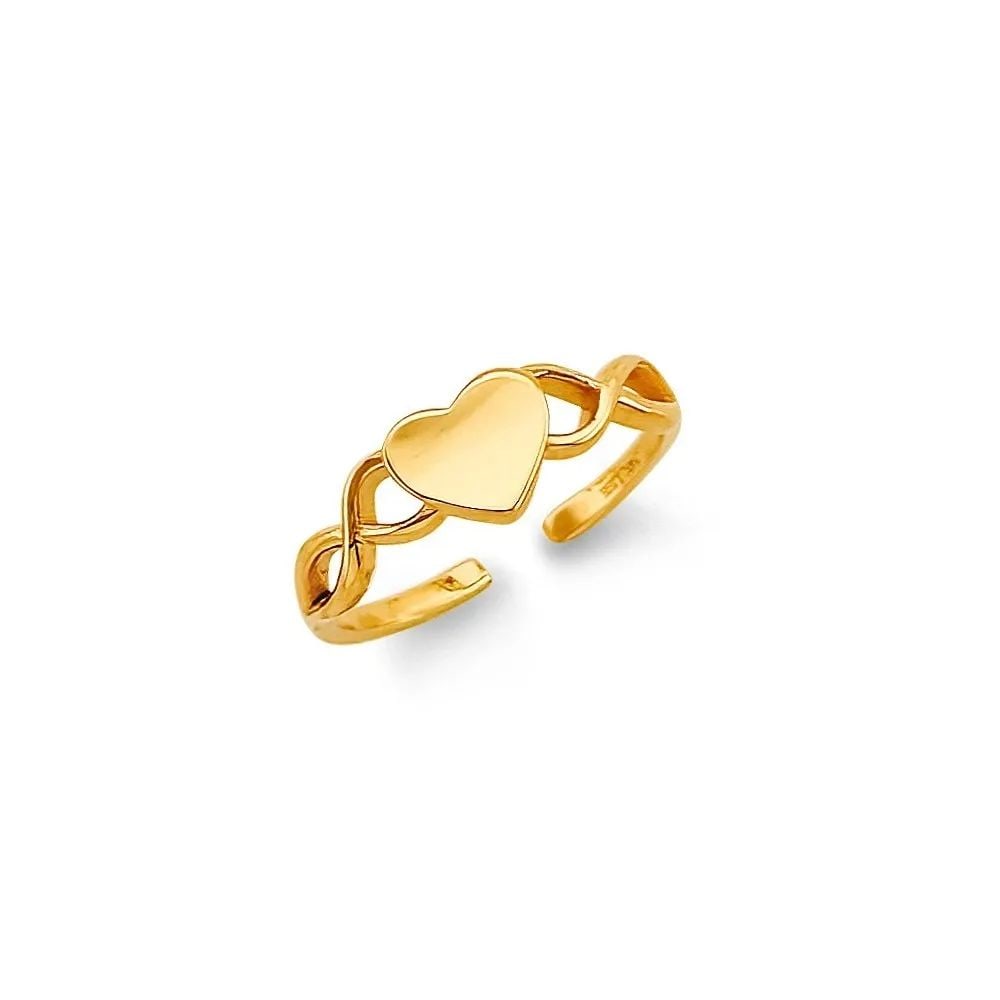 NEW 14K YELLOW GOLD HEART TOE RING (1 of 2)