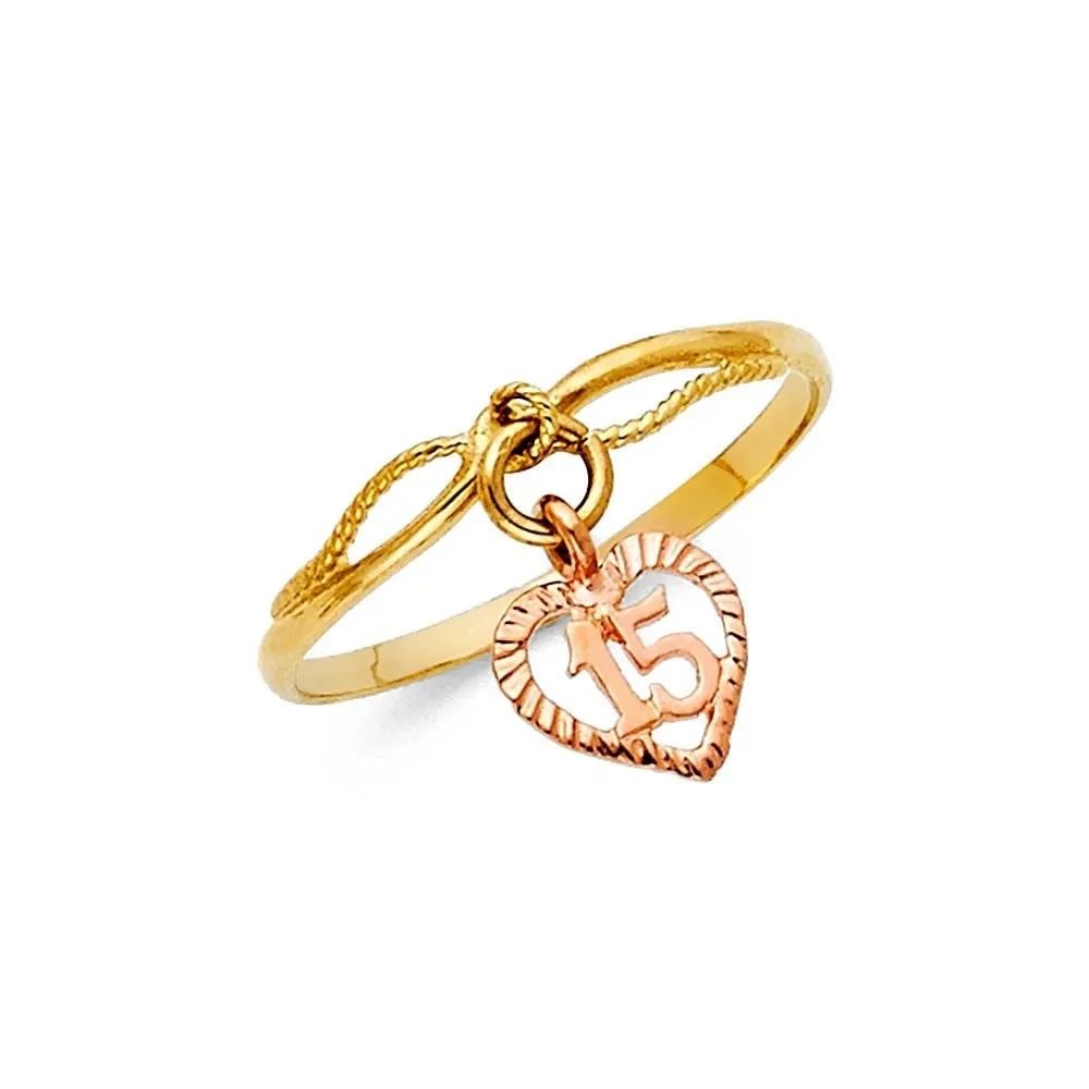 NEW 14K TWO TONE GOLD 15 YEARS RING -SIZE 7: NEW 14K TWO TONE GOLD 15 YEARS RING 15 YEARS RING NEW 14K TWO TONE GOLD WIDTH : 13 mm Average Apx WEIGHT : 1.4g
