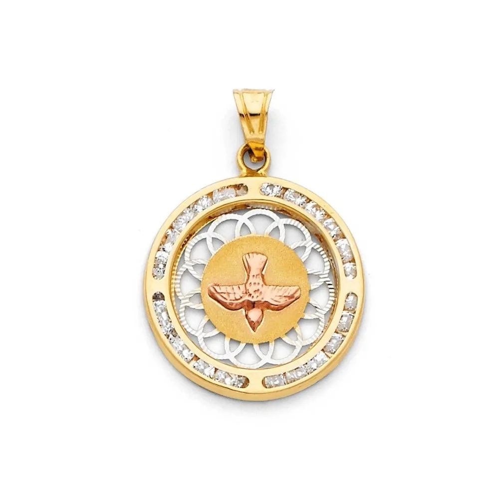 NEW 14K TRI COLOR GOLD SPIRIT SAINT PENDANT (1 of 2)