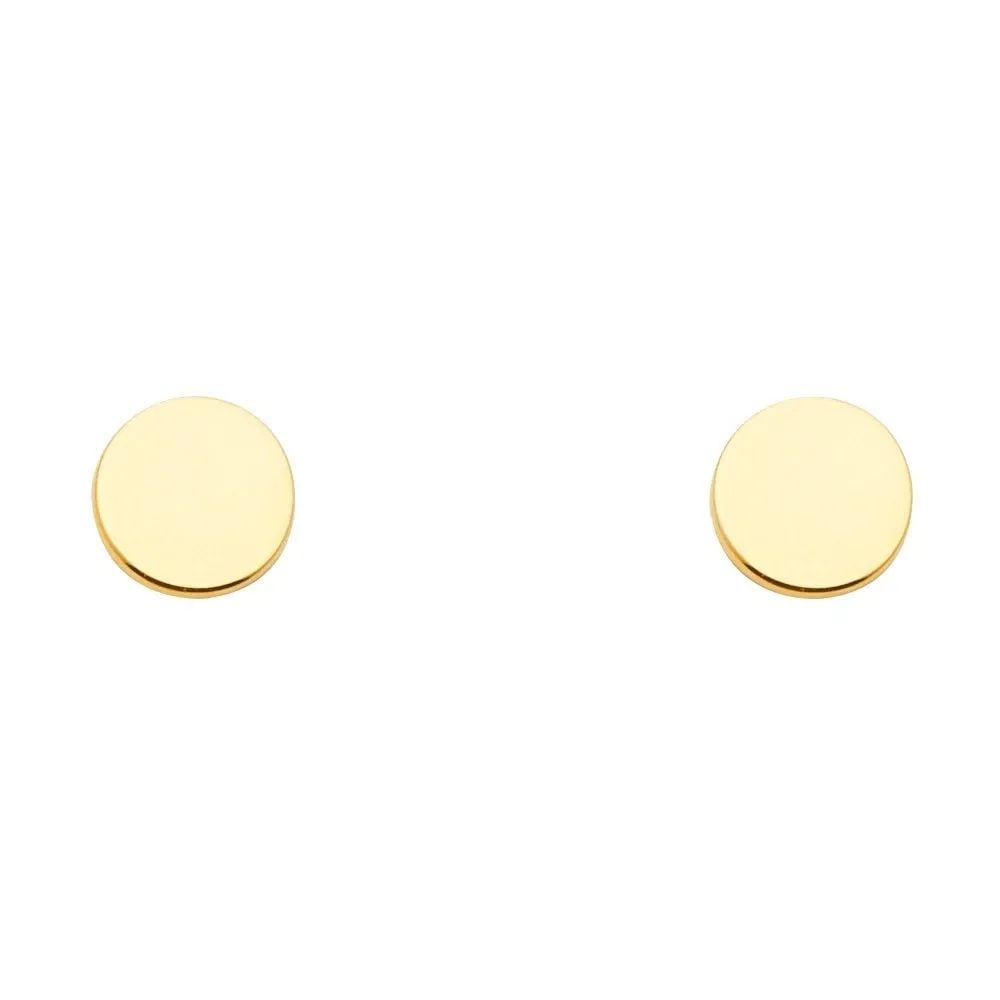 NEW 14K YELLOW GOLD PLAIN CIRCLE EARRINGS WITH PUSH BACK: NEW 14K YELLOW GOLD PLAIN CIRCLE EARRINGS WITH PUSH BACK PLAIN CIRCLE EARRINGS WITH PUSH BACK NEW 14K YELLOW GOLD HEIGHT - 6 mm WIDTH - 6 mm Apx WEIGHT - 0.9 g