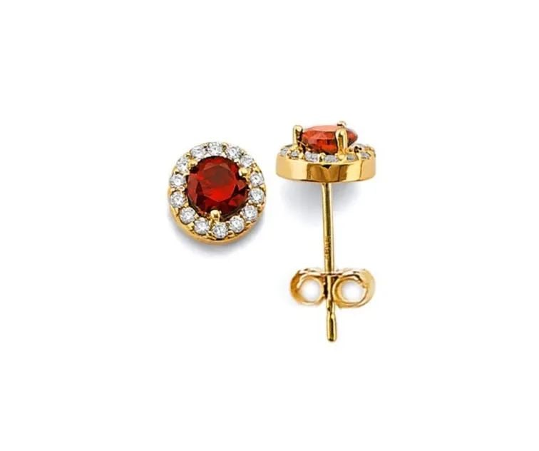 NEW 14K YELLOW GOLD ROUND BIRTH STONE EARRINGS (1 of 2)