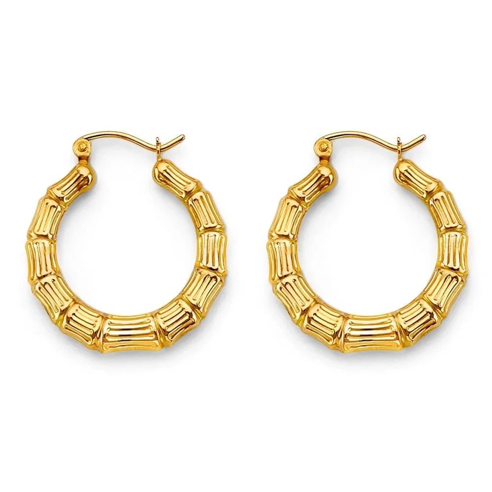 NEW 14K YELLOW GOLD HOLLOW HOOP EARRINGS (1 of 2)