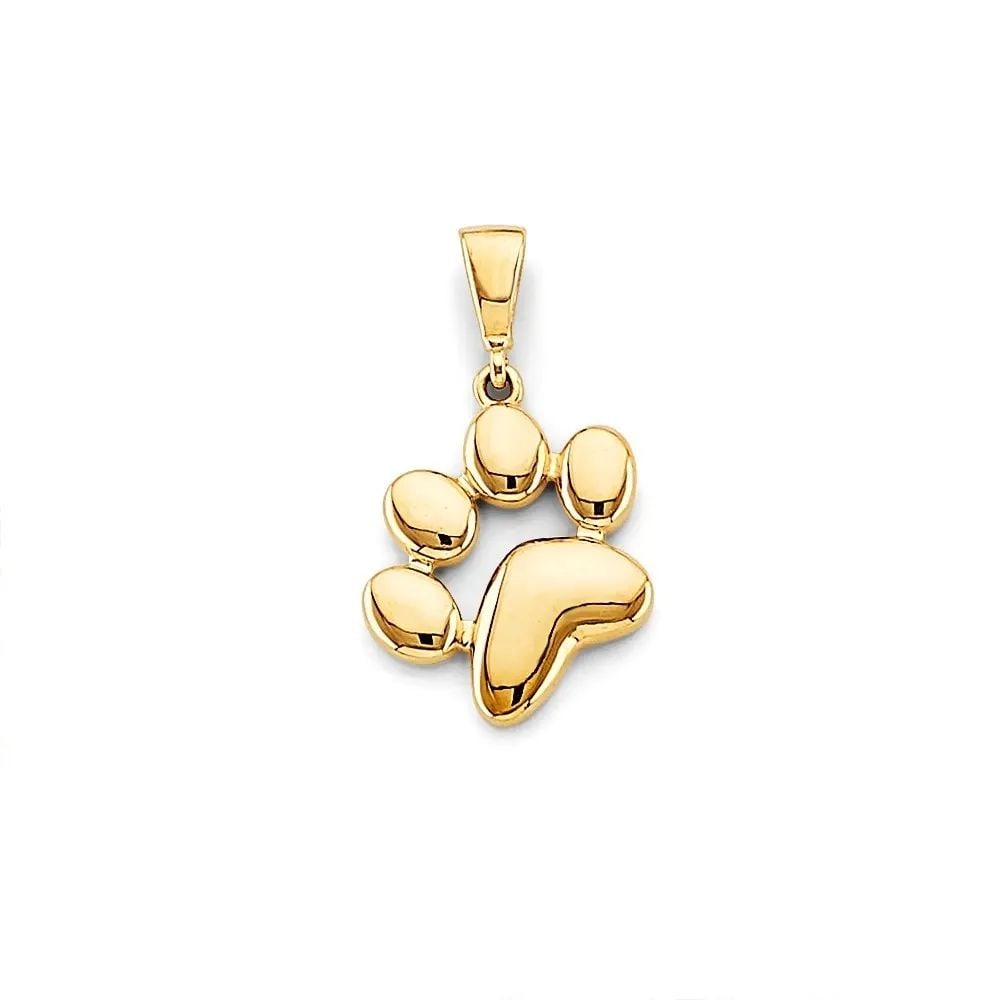 NEW 14K YELLOW GOLD DOG PAW PENDANT (1 of 2)