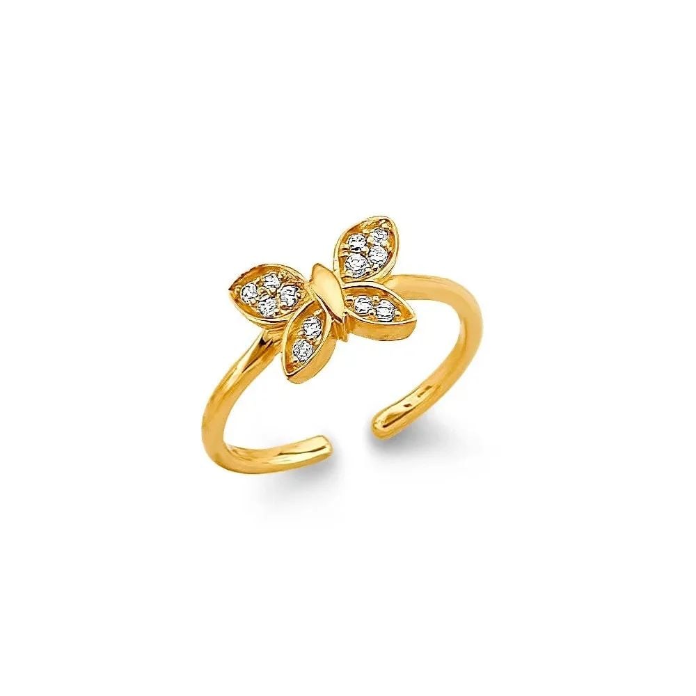 NEW 14K TWO TONE GOLD BUTTERFLY TOE RING (1 of 2)