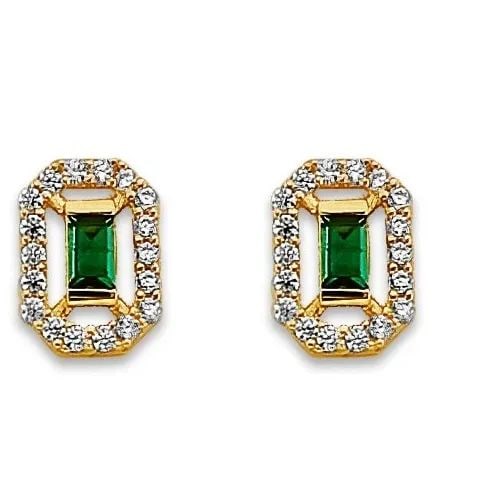 NEW 14K YELLOW GOLD GREEN STUD EARRINGS WITH SCREW BACK: NEW 14K YELLOW GOLD GREEN STUD EARRINGS WITH SCREW BACK GREEN STUD EARRINGS WITH SCREW BACK NEW 14K YELLOW GOLD