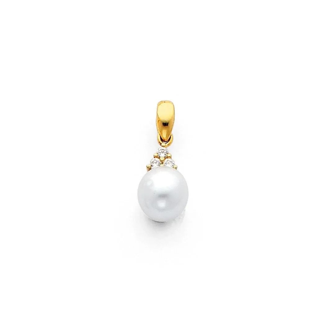NEW 14K YELLOW GOLD PEARL PENDANT (1 of 2)