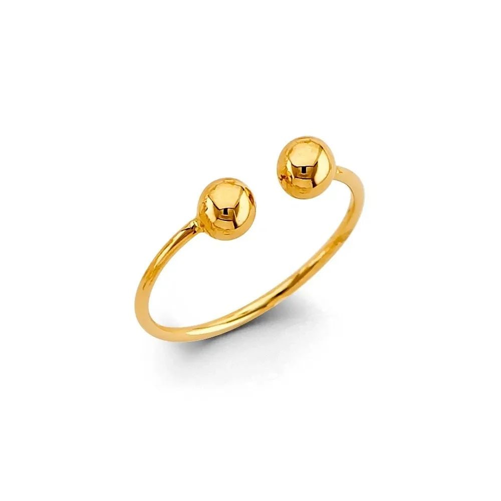 NEW 14K YELLOW GOLD OPEN CUFF BALL RING - SIZE 7: NEW 14K YELLOW GOLD OPEN CUFF BALL RING OPEN CUFF BALL RING NEW 14K YELLOW GOLD WIDTH : WEIGHT : 1.2g