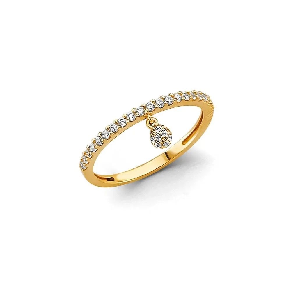 NEW 14K YELLOW GOLD HANGING BALL RING-SIZE 7 (1 of 2)