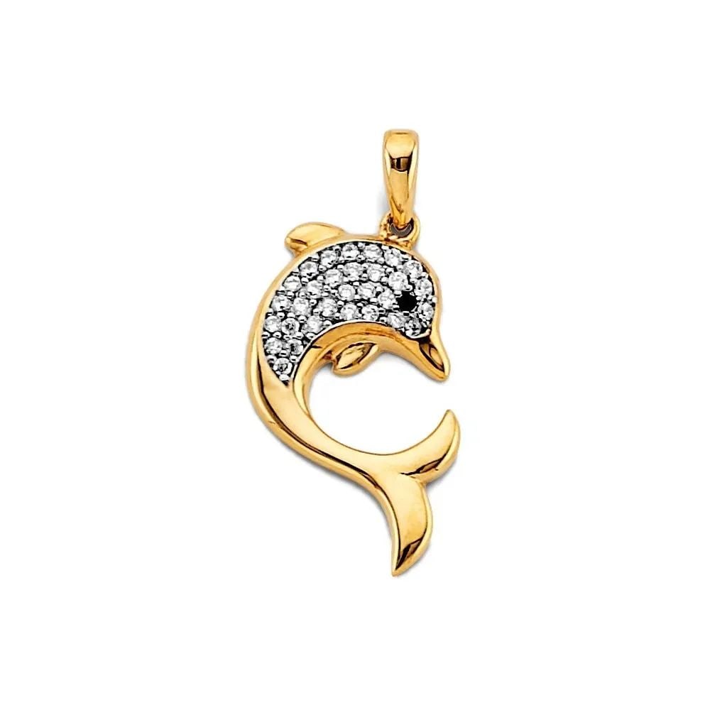 NEW 14K TWO TONE GOLD DOLPHIN PENDANT: NEW 14K TWO TONE GOLD DOLPHIN PENDANT DOLPHIN PENDANT NEW 14K TWO TONE GOLD Height : 25 mm Width : 13 mm Apx. WEIGHT : 1.4g