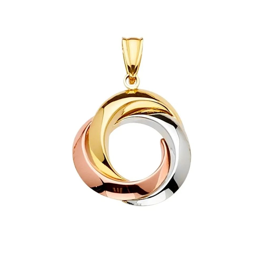 NEW 14K TRI COLOR GOLD 3ROUND INFINITY PENDANT: NEW 14K TRI COLOR GOLD 3ROUND INFINITY PENDANT 3ROUND INFINITY PENDANT NEW 14K TRI COLOR GOLD Height : 26 mm Width : 20 mm Apx. WEIGHT : 1.4g