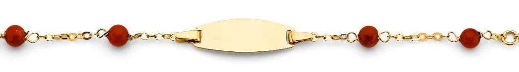 NEW 14K YELLOW GOLD CORAL BABY ID BRACELET: NEW 14K YELLOW GOLD CORAL BABY ID BRACELET CORAL BABY ID BRACELET NEW 14K YELLOW GOLD LENGTH - 4.5+1in Apx WEIGHT - 1.4g