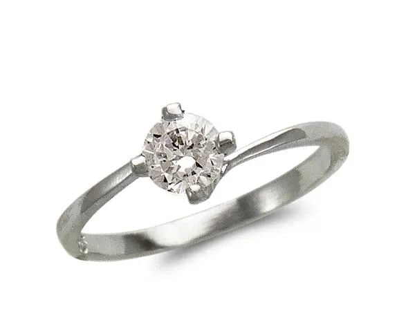 NEW 14K WHITE GOLD LADIES FASHION WHITE SOLITAIRE RING: NEW 14K WHITE GOLD LADIES FASHION WHITE SOLITAIRE RING LADIES FASHION WHITE SOLITAIRE RING NEW 14K WHITE GOLD SIZE Apx: 1mm WEIGHT: 1.4g