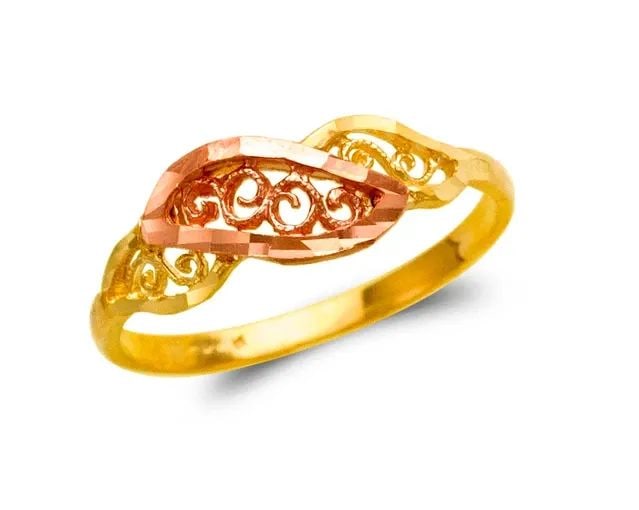 NEW 14K TWO TONE GOLD LADIES FILIGREE RING (1 of 2)