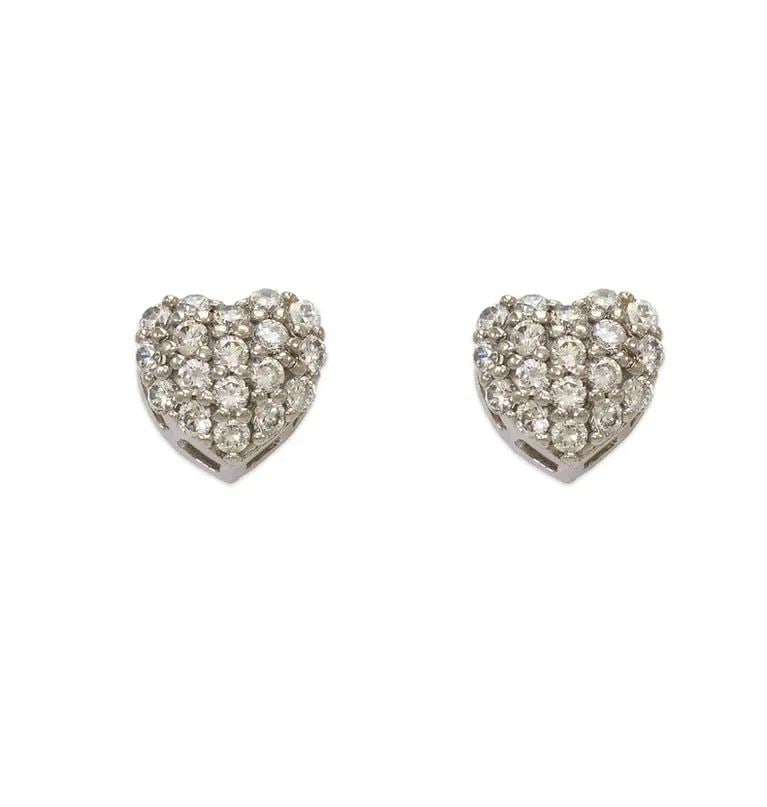 NEW 14K WHITE GOLD FANCY HEART STUD EARRINGS: NEW 14K WHITE GOLD FANCY HEART STUD EARRINGS FANCY HEART STUD EARRINGS NEW 14K WHITE GOLD Width: Approx. 7x8mm Apx WEIGHT: 1.4g