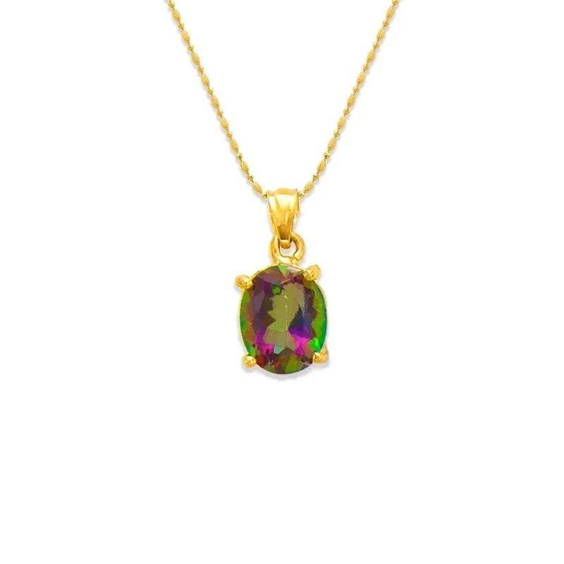 NEW 14K YELLOW GOLD MYSTIC TOPAZ PENDANT (1 of 2)