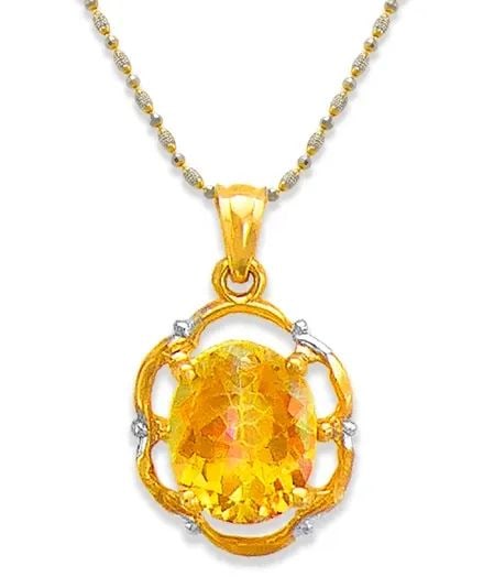 NEW 14K TWO TONE GOLD HYACINTH TOPAZ PENDANT (1 of 2)