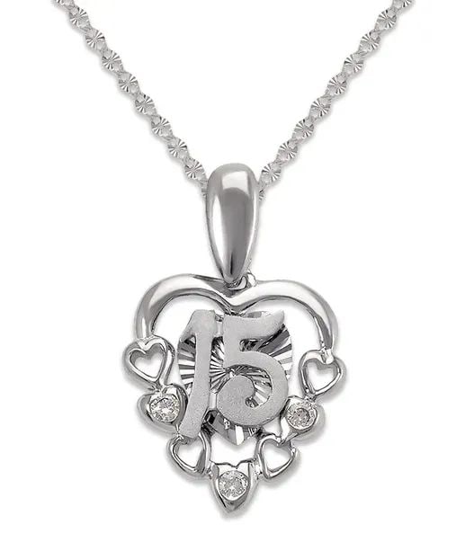 NEW 14K WHITE GOLD 15 ANOS HEART PENDANT: NEW 14K WHITE GOLD 15 ANOS HEART PENDANT 15 ANOS HEART PENDANT NEW 14K WHITE GOLD Apx. WIDTH: 12x13mm Apx WEIGHT: 1.4g