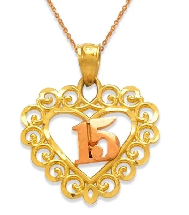 NEW 14K TWO TONE GOLD 15 ANOS HEART PENDANT: NEW 14K TWO TONE GOLD 15 ANOS HEART PENDANT 15 ANOS HEART PENDANT NEW 14K TWO TONE GOLD Apx. WIDTH: 18x16mm Apx WEIGHT: 1.4g