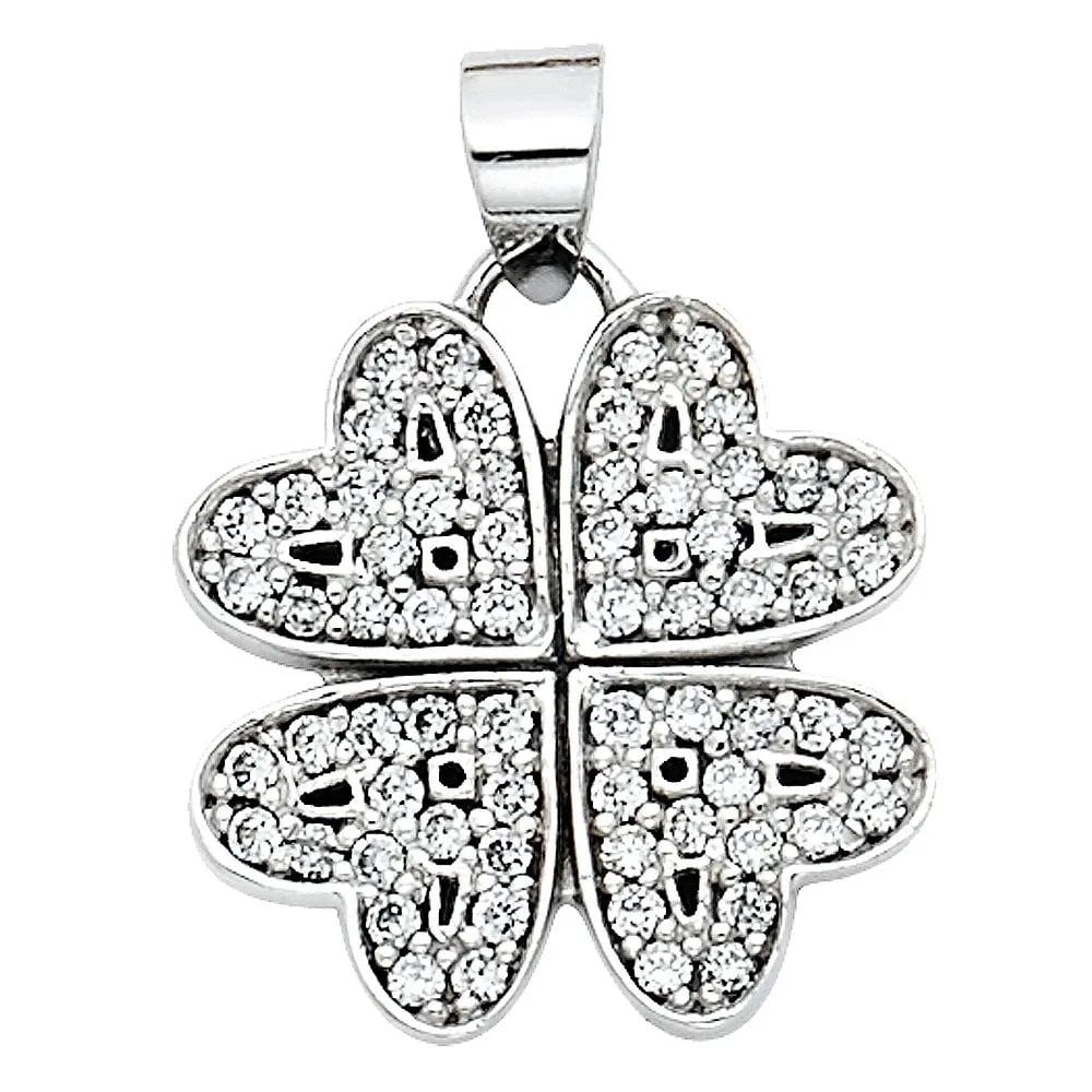 NEW 14K WHITE GOLD FLOWER PENDANT (1 of 2)