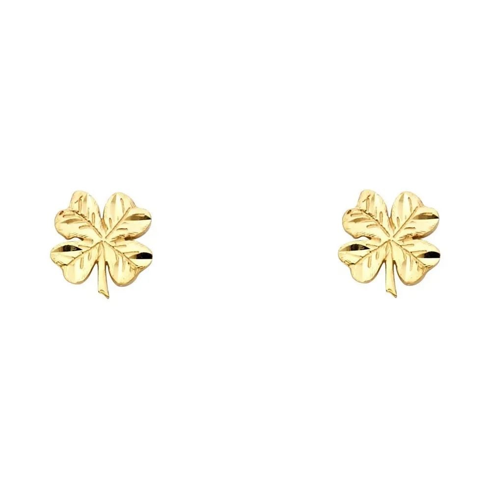 NEW 14K YELLOW GOLD SMALL CLOVER POST EARRINGS: NEW 14K YELLOW GOLD SMALL CLOVER POST EARRINGS SMALL CLOVER POST EARRINGS NEW 14K YELLOW GOLD HEIGHT - 10 mm WIDTH - 8 mm Apx WEIGHT - 0.8 g