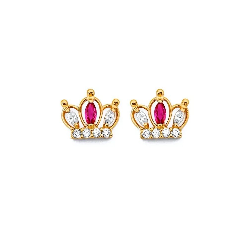 NEW 14K YELLOW GOLD CROWN PUSH BACK EARRINGS: NEW 14K YELLOW GOLD CROWN PUSH BACK EARRINGS CROWN PUSH BACK EARRINGS NEW 14K YELLOW GOLD HEIGHT - 8 mm WIDTH - 10 mm Apx WEIGHT - 0.8 g