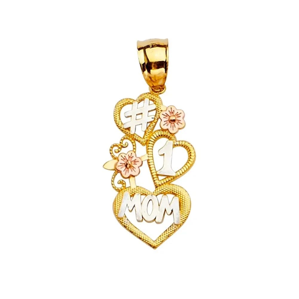 NEW 14K TRI COLOR GOLD #1 MOM PENDANT (1 of 2)