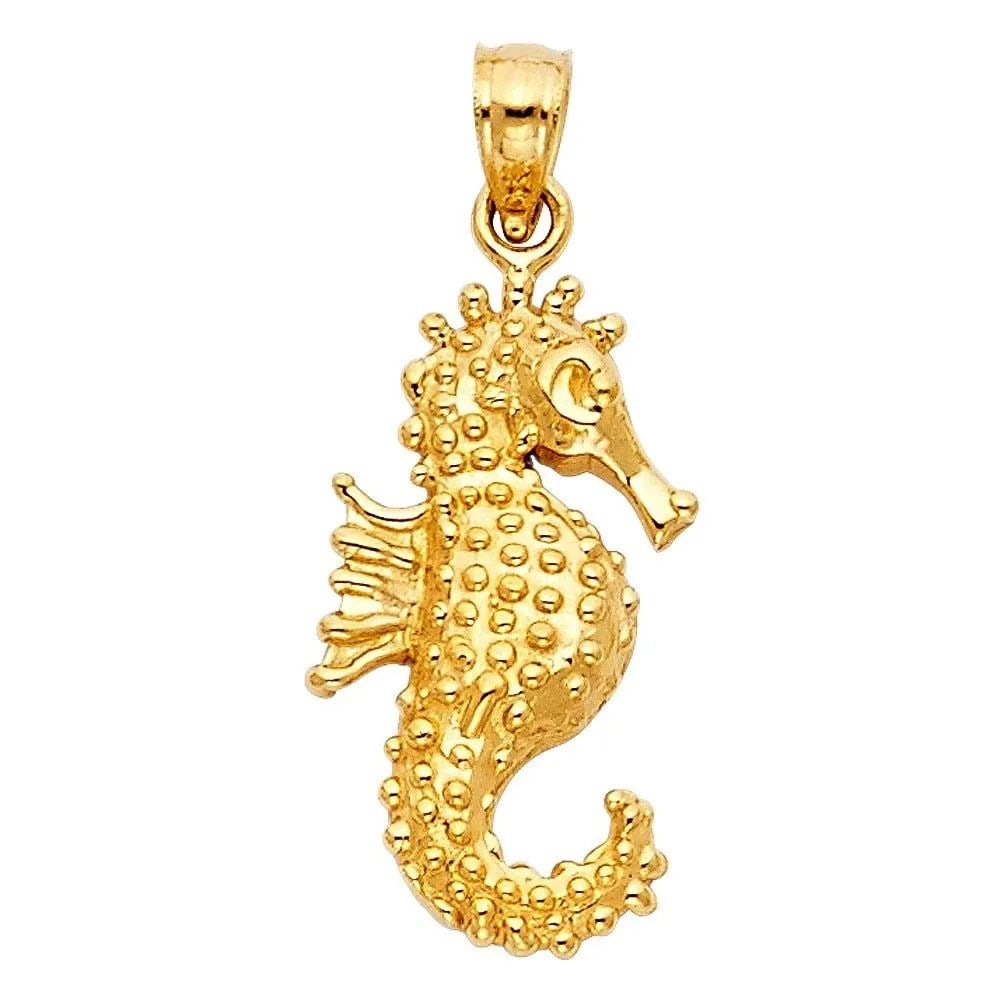 NEW 14K YELLOW GOLD SEA HORSE PENDANT (1 of 2)