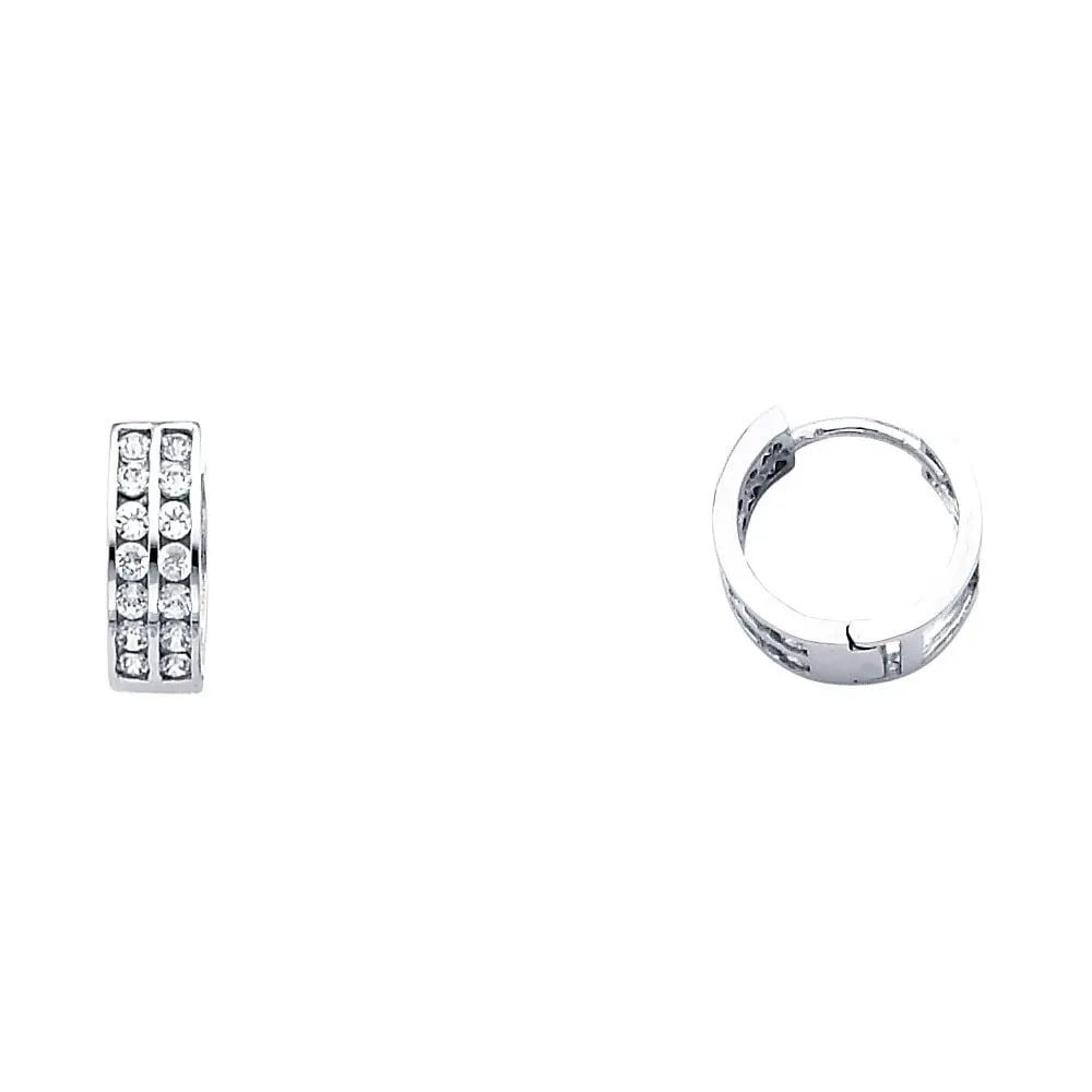 NEW 14K WHITE GOLD DOUBLE HUGGIES EARRINGS: NEW 14K WHITE GOLD DOUBLE HUGGIES EARRINGS DOUBLE HUGGIES EARRINGS NEW 14K WHITE GOLD Height : 11 mm Width : 11 mm Weight : 1g
