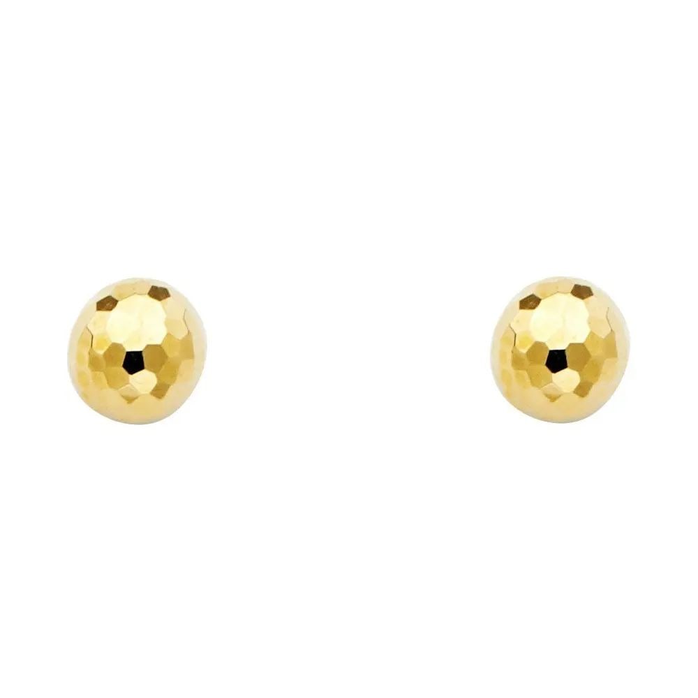 NEW 14K YELLOW GOLD 7MM D BALL EARRINGS WITH PUCH-BACK (1 of 2)