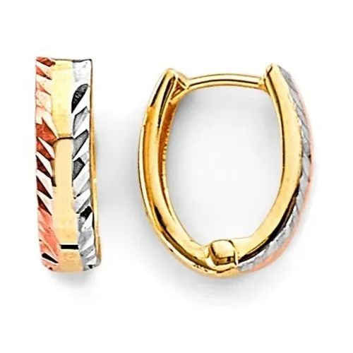NEW 14K TRI COLOR GOLD HUGGIES EARRINGS: NEW 14K TRI COLOR GOLD HUGGIES EARRINGS HUGGIES EARRINGS NEW 14K TRI COLOR GOLD Height : 12 mm Width : 10 mm Weight : 1g