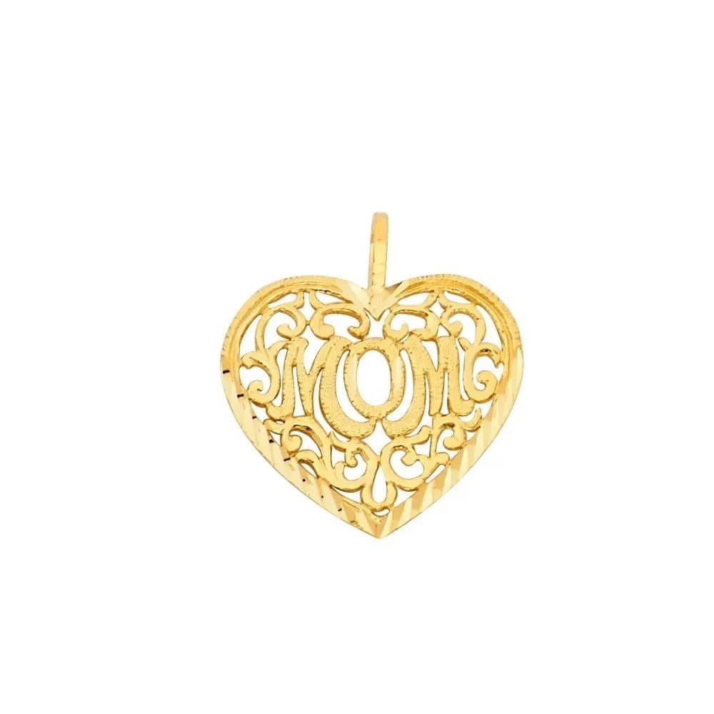 NEW 14K YELLOW GOLD MOM HEART PENDANT: NEW 14K YELLOW GOLD MOM HEART PENDANT MOM HEART PENDANT NEW 14K YELLOW GOLD Height : 15 mm Width : 18 mm Apx. WEIGHT : 1.1g
