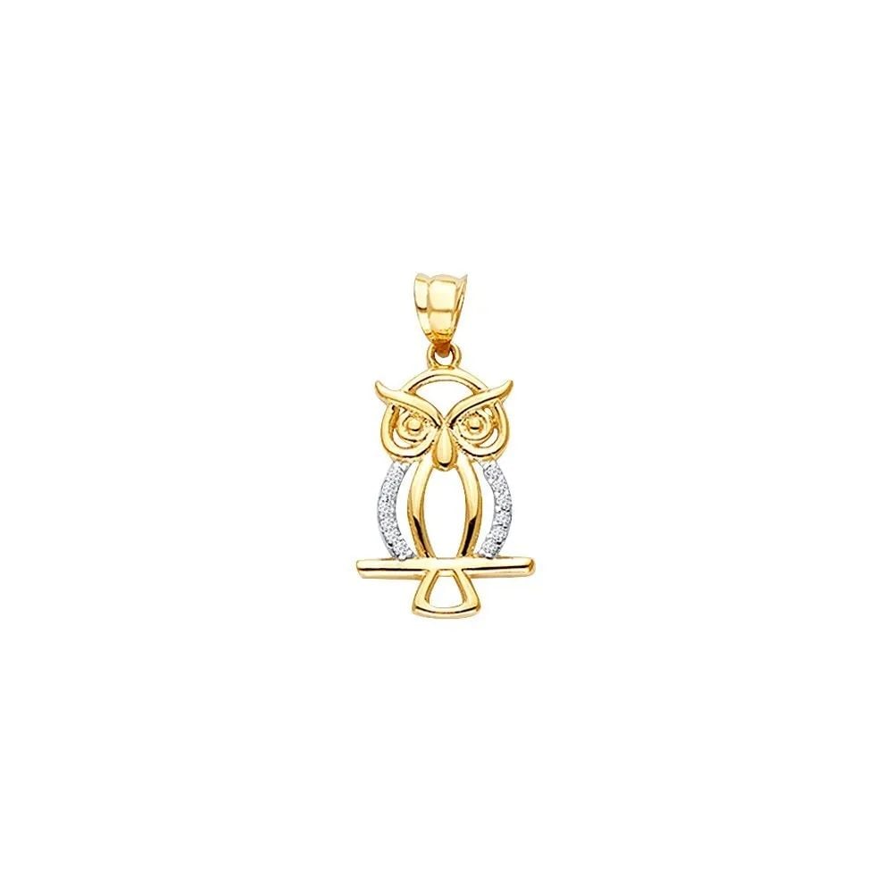 NEW 14K YELLOW GOLD OWL PENDANT (1 of 2)
