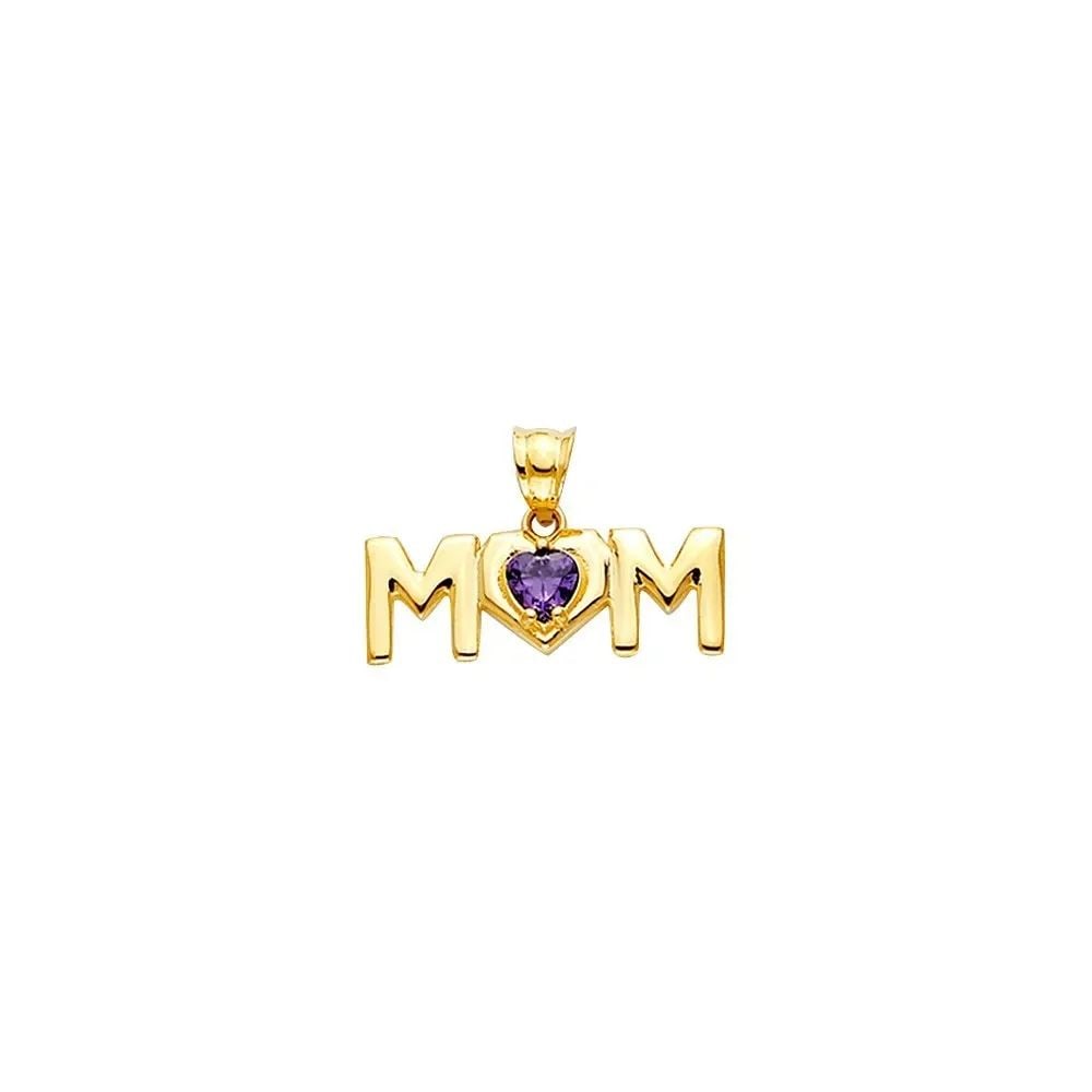 NEW 14K YELLOW GOLD MOM PENDANT WITH (1 of 2)