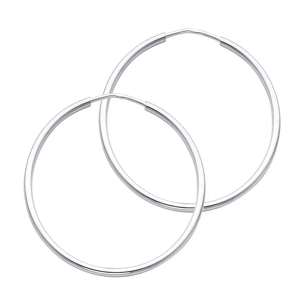 NEW 14K WHITE GOLD 1.5MM ROUND TUBE POLISHED ENDLESS HOOP EARRINGS (30MM): NEW 14K WHITE GOLD 1.5MM ROUND TUBE POLISHED ENDLESS HOOP EARRINGS (30MM) 1.5MM ROUND TUBE POLISHED ENDLESS HOOP EARRINGS (30MM) NEW 14K WHITE GOLD Height : 25 mm Width : 25 mm Weight : 1g