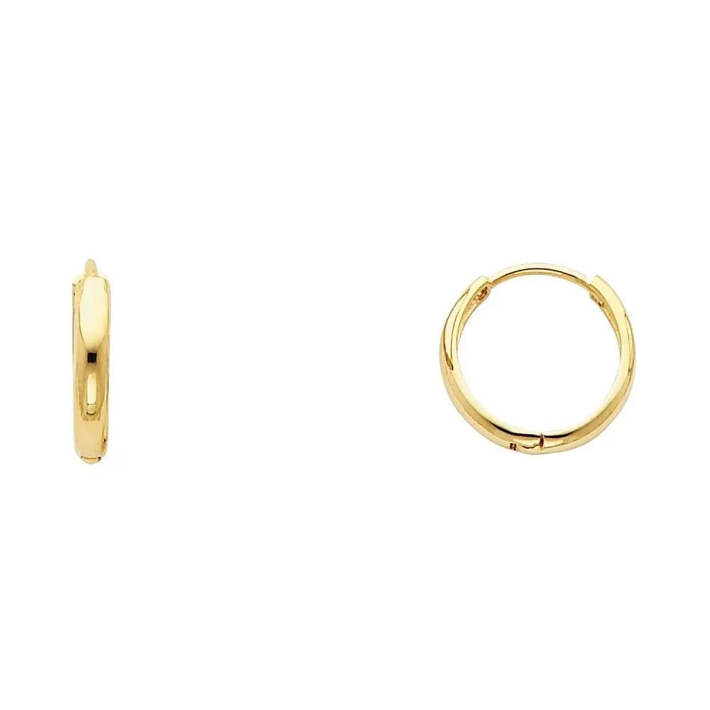 NEW 14K YELLOW GOLD PLAIN HUGGIES EARRINGS (1 of 2)