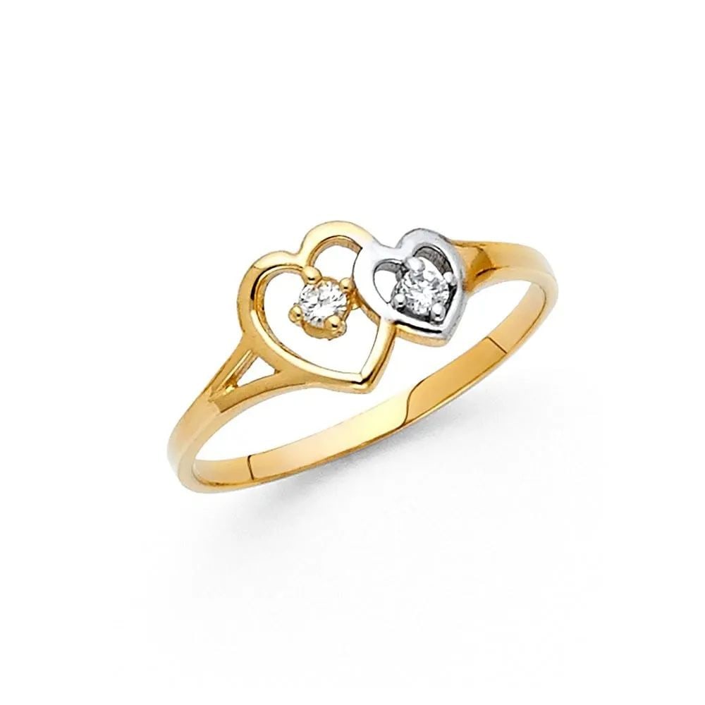 NEW 14K TWO TONE GOLD HEART RING - SIZE 7: NEW 14K TWO TONE GOLD HEART RING HEART RING NEW 14K TWO TONE GOLD WIDTH: 8 mm Apx. WEIGHT: 1.3g