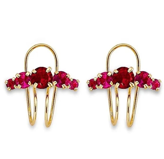 NEW 14K YELLOW GOLD SIDE WAY STUD EARRINGS (1 of 2)