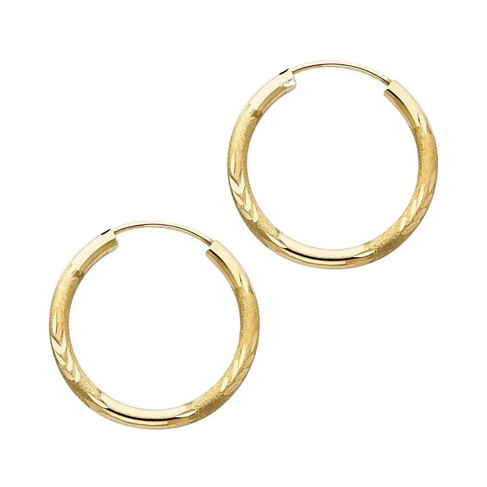 NEW 14K YELLOW GOLD 2MM BUDDED DC ENDLESS HOOP EARRINGS (20MM): NEW 14K YELLOW GOLD 2MM BUDDED DC ENDLESS HOOP EARRINGS (20MM) 2MM BUDDED DC ENDLESS HOOP EARRINGS (20MM) NEW 14K YELLOW GOLD HEIGHT - 20 mm WIDTH - 20 mm Apx WEIGHT - 0.8 g