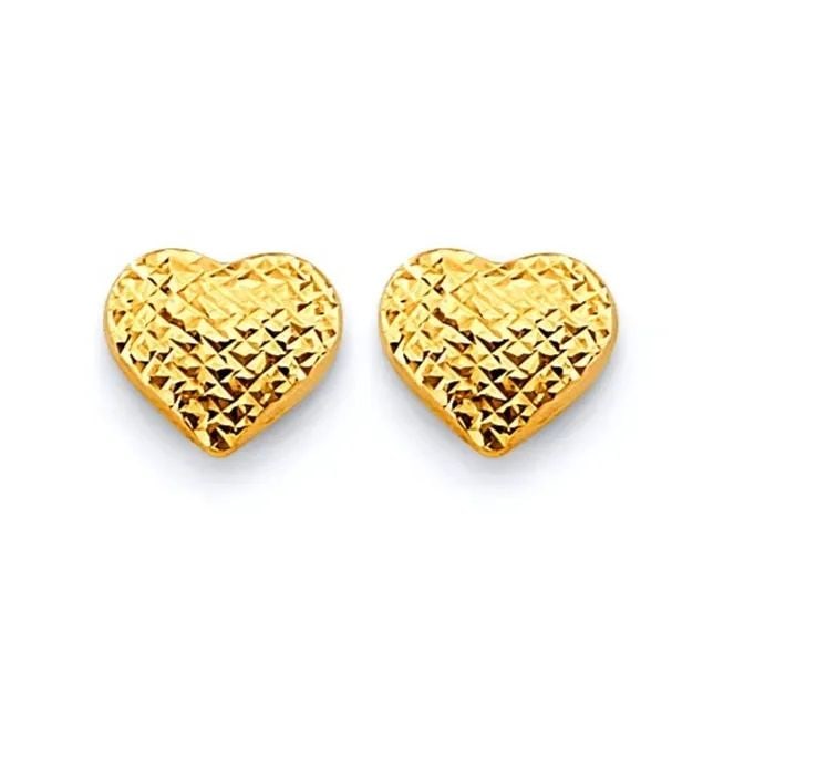 NEW 14K YELLOW GOLD DC HEART PUSH BACK EARRINGS (1 of 2)