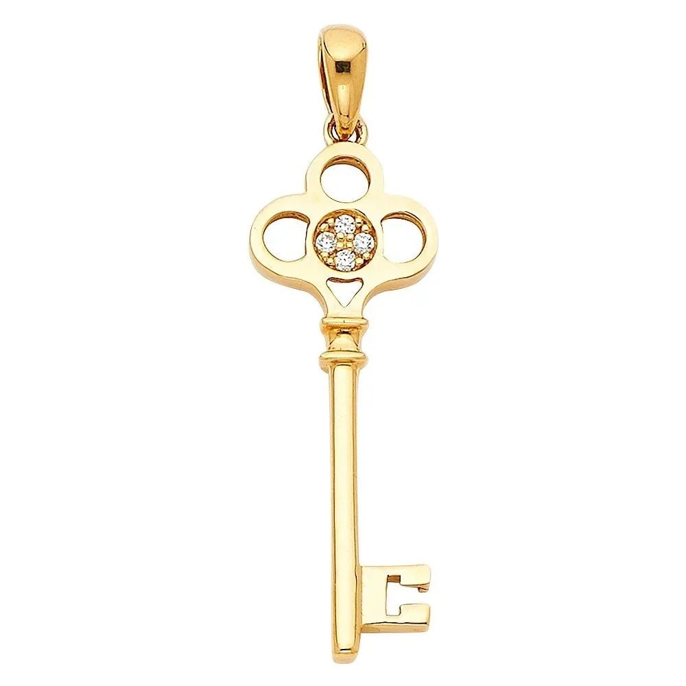 NEW 14K YELLOW GOLD KEY PENDANT (1 of 2)