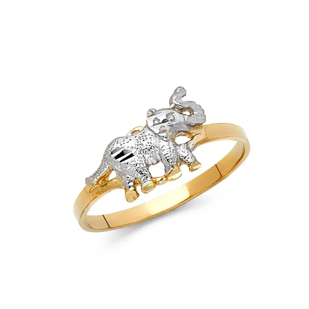 NEW 14K TWO TONE GOLD FANCY ELEPHANT RING - SIZE 7 (1 of 2)