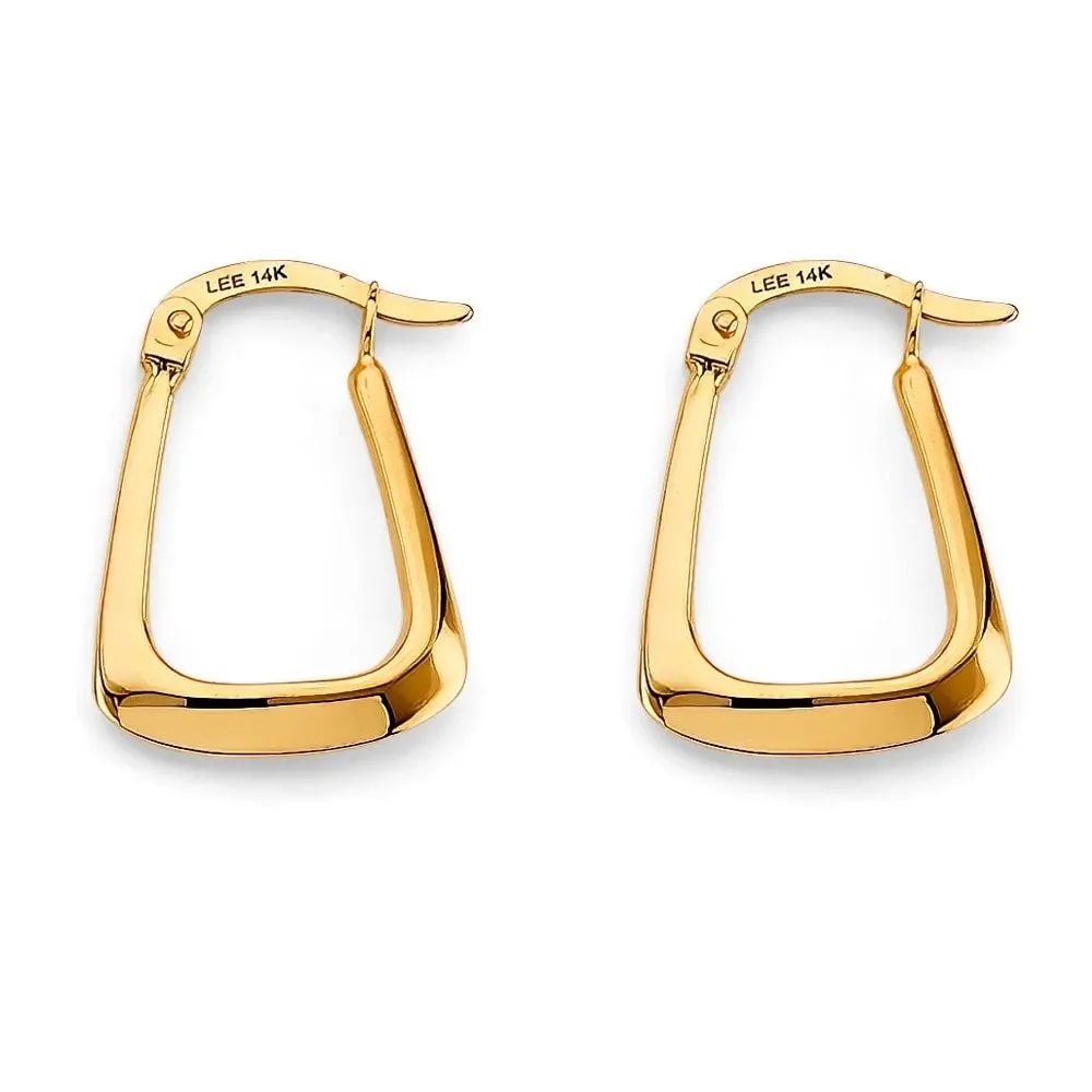 NEW 14K YELLOW GOLD POLISH HOLLOW HOOP EARRINGS: NEW 14K YELLOW GOLD POLISH HOLLOW HOOP EARRINGS POLISH HOLLOW HOOP EARRINGS NEW 14K YELLOW GOLD HEIGHT - 20 mm WIDTH - 15 mm Apx WEIGHT - 1 g