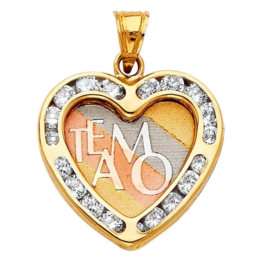 NEW 14K TRI COLOR GOLD TEAMO HEART PENDANT (1 of 2)