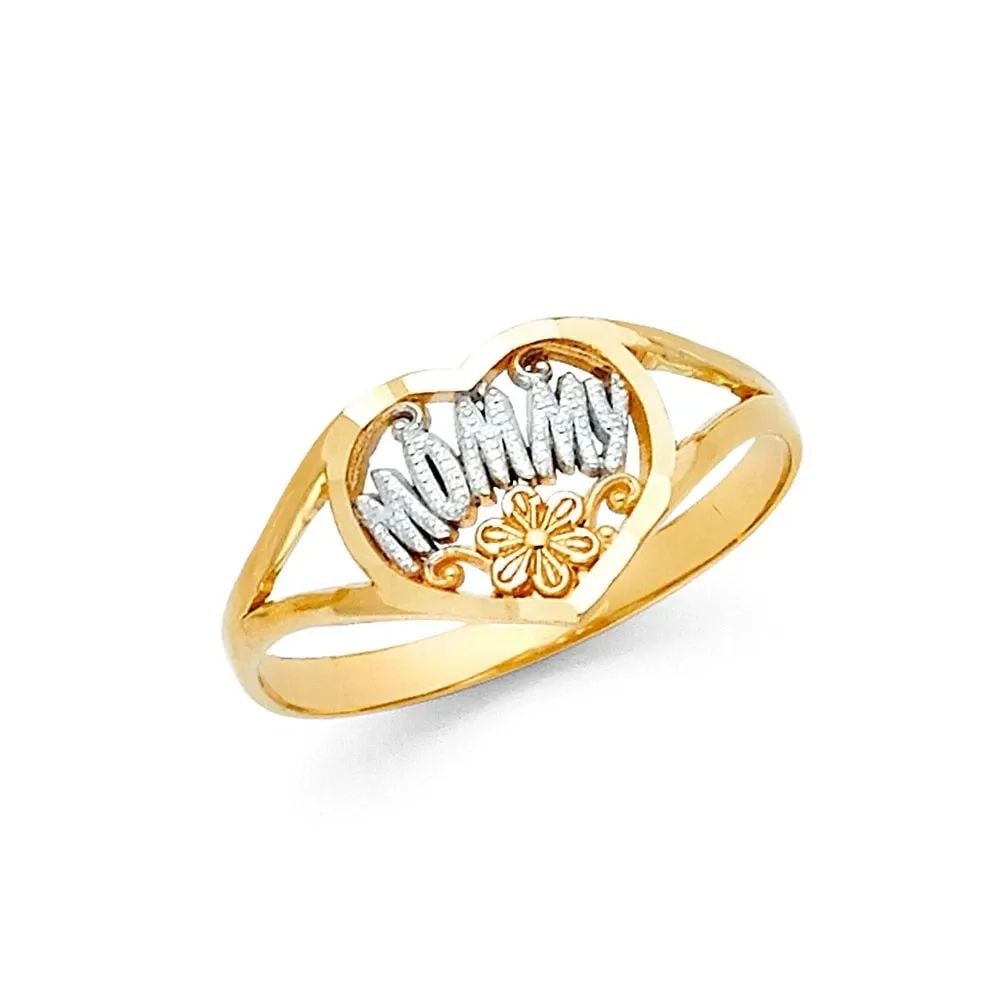 NEW 14K TWO TONE GOLD MOTHERS RING - SIZE 7 (1 of 2)