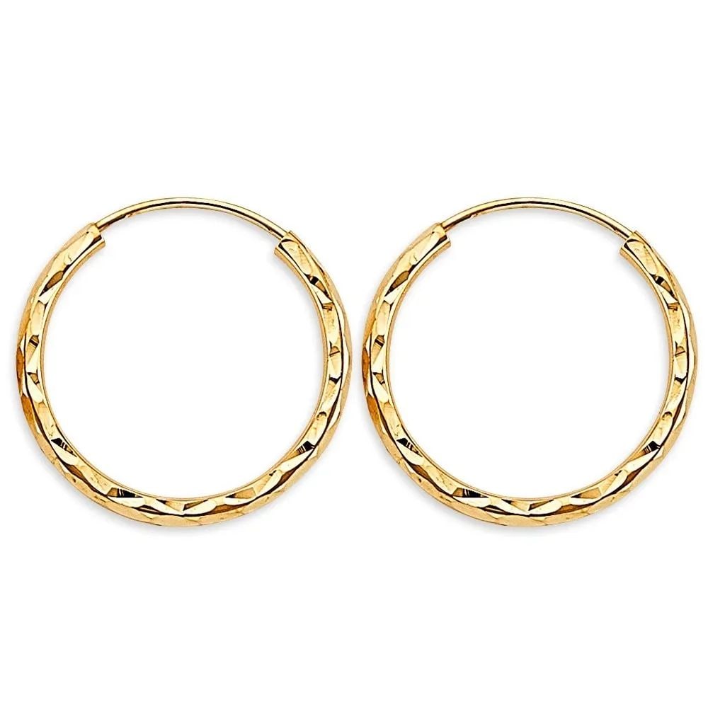 NEW 14K YELLOW GOLD 1.8MM SHINY DC ENDLESS HOOP EARRINGS (20MM): NEW 14K YELLOW GOLD 1.8MM SHINY DC ENDLESS HOOP EARRINGS (20MM) 1.8MM SHINY DC ENDLESS HOOP EARRINGS (20MM) NEW 14K YELLOW GOLD HEIGHT - 20 mm WIDTH - 20 mm Apx WEIGHT - 1 g