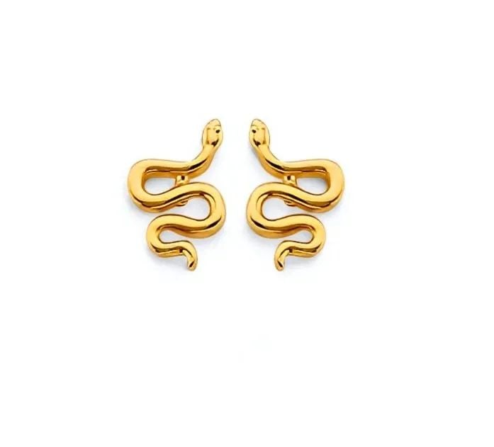 NEW 14K YELLOW GOLD SNAKE PUSH BACK EARRINGS: NEW 14K YELLOW GOLD SNAKE PUSH BACK EARRINGS SNAKE PUSH BACK EARRINGS NEW 14K YELLOW GOLD HEIGHT - 8 mm WIDTH - 5 mm Apx WEIGHT - 1 g