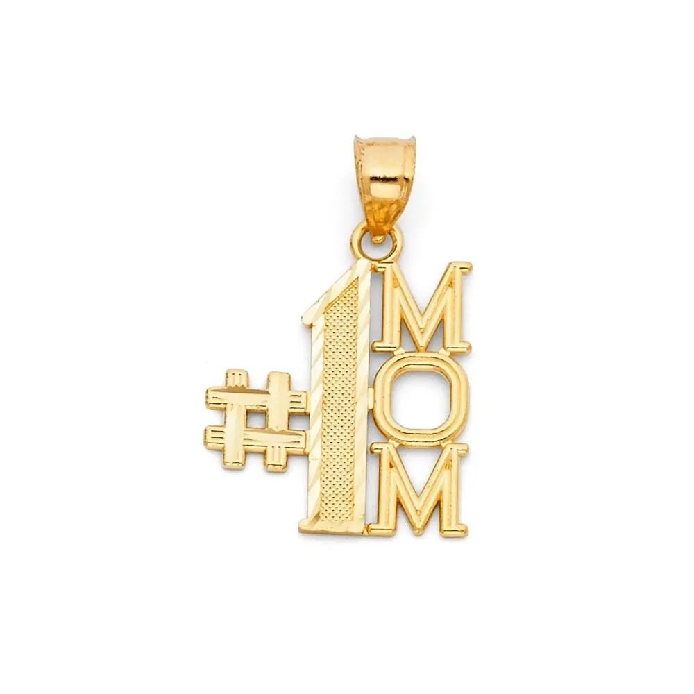 NEW 14K YELLOW GOLD #1 MOM PENDANT (1 of 2)